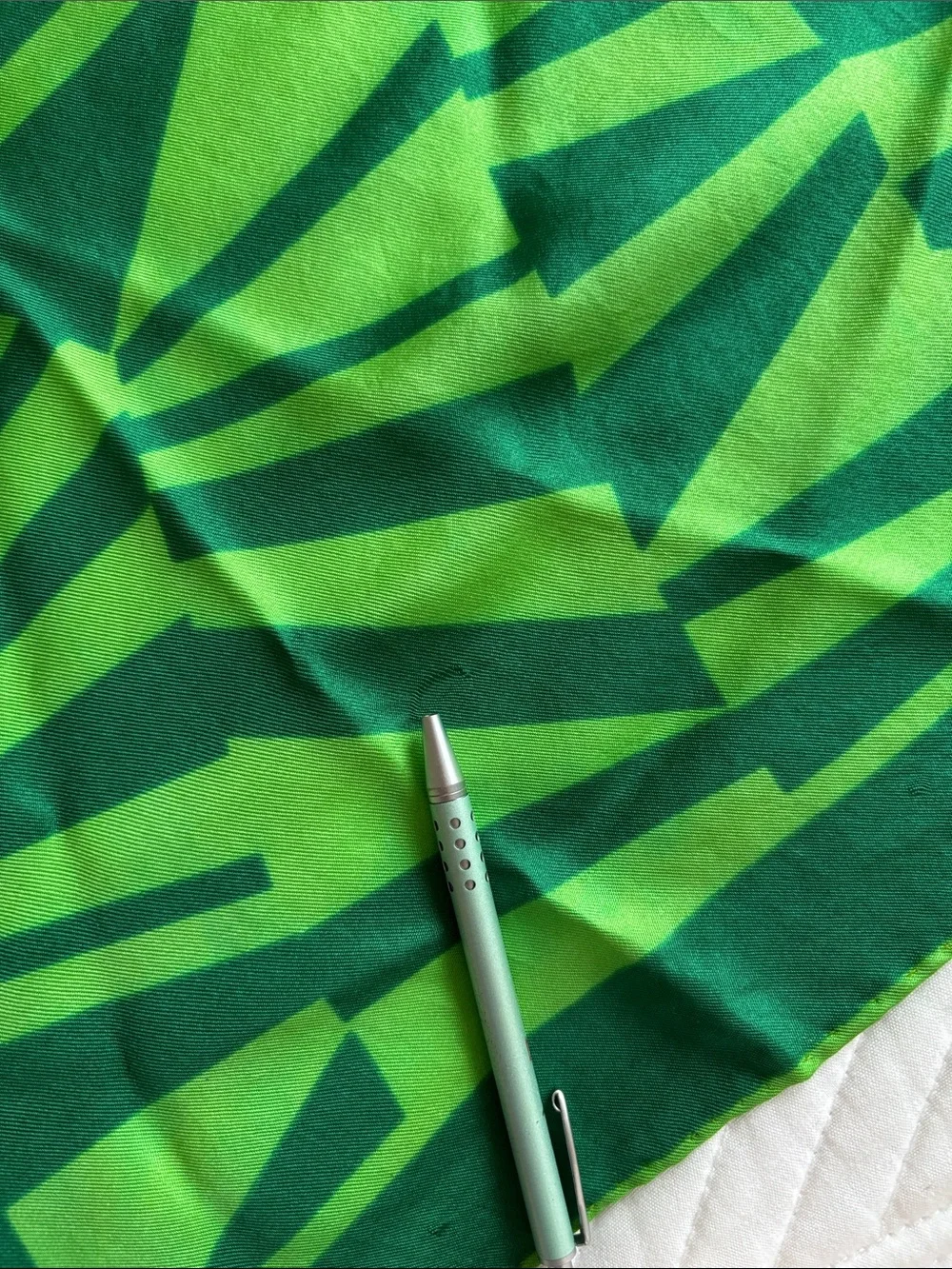 Vintage Silk Scarf Vera Geometric Green Square Head or Neck Scarf